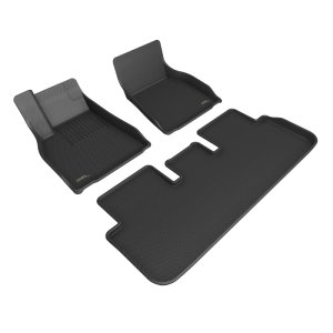 Tesla Model S Floor Mat Set - 1st & 2nd Row - 3D MAXpider - Kagu - Black - `21-`22 Tesla Model S Floor Mat Set - 1st & 2nd Row - 3D MAXpider - Kagu - Black - `21-`22
